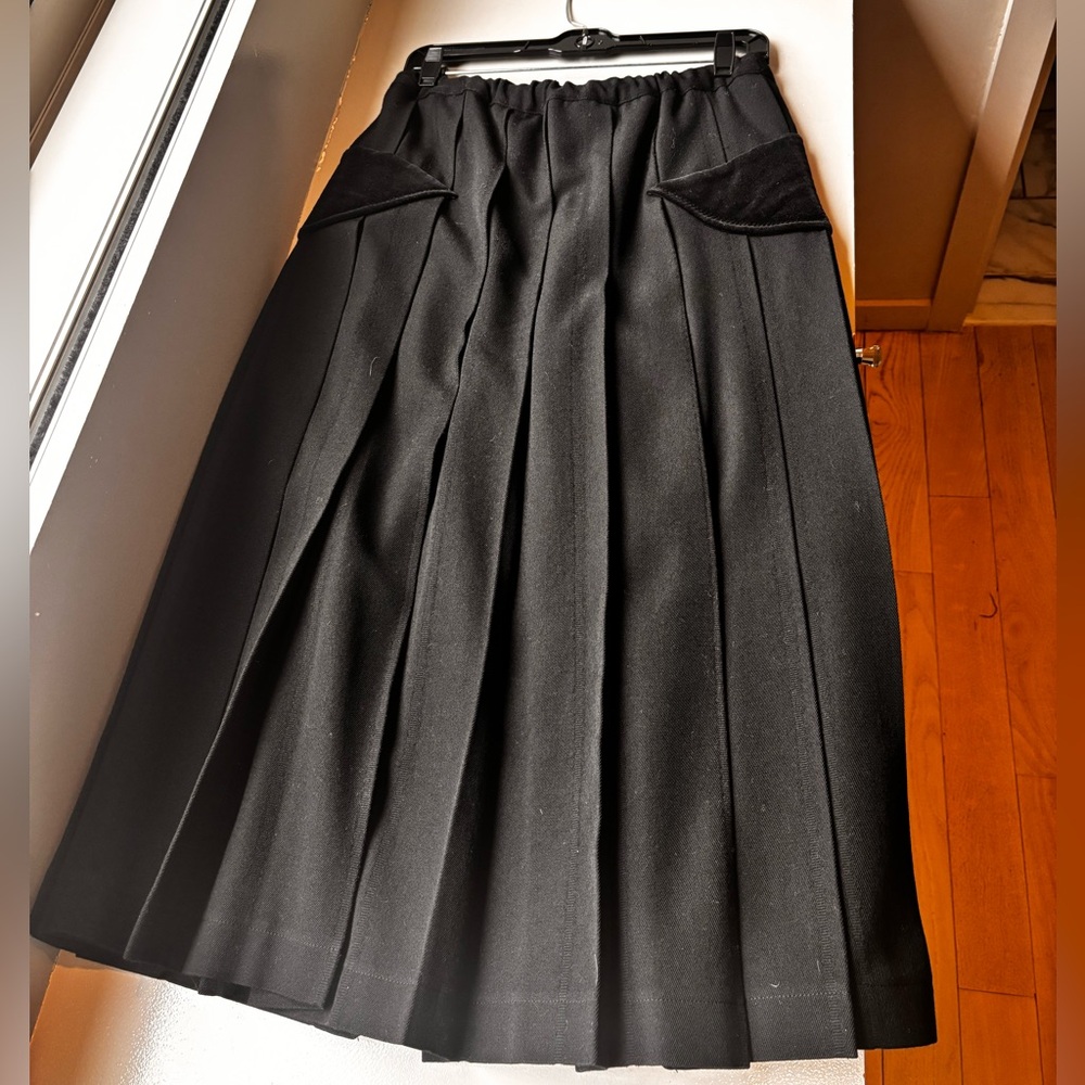 CDG Comme Des Garçon Black Pleated Wool Skirt